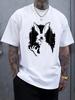1pc Weird Black and White Rabbit Print Short Sleeve T-shirt