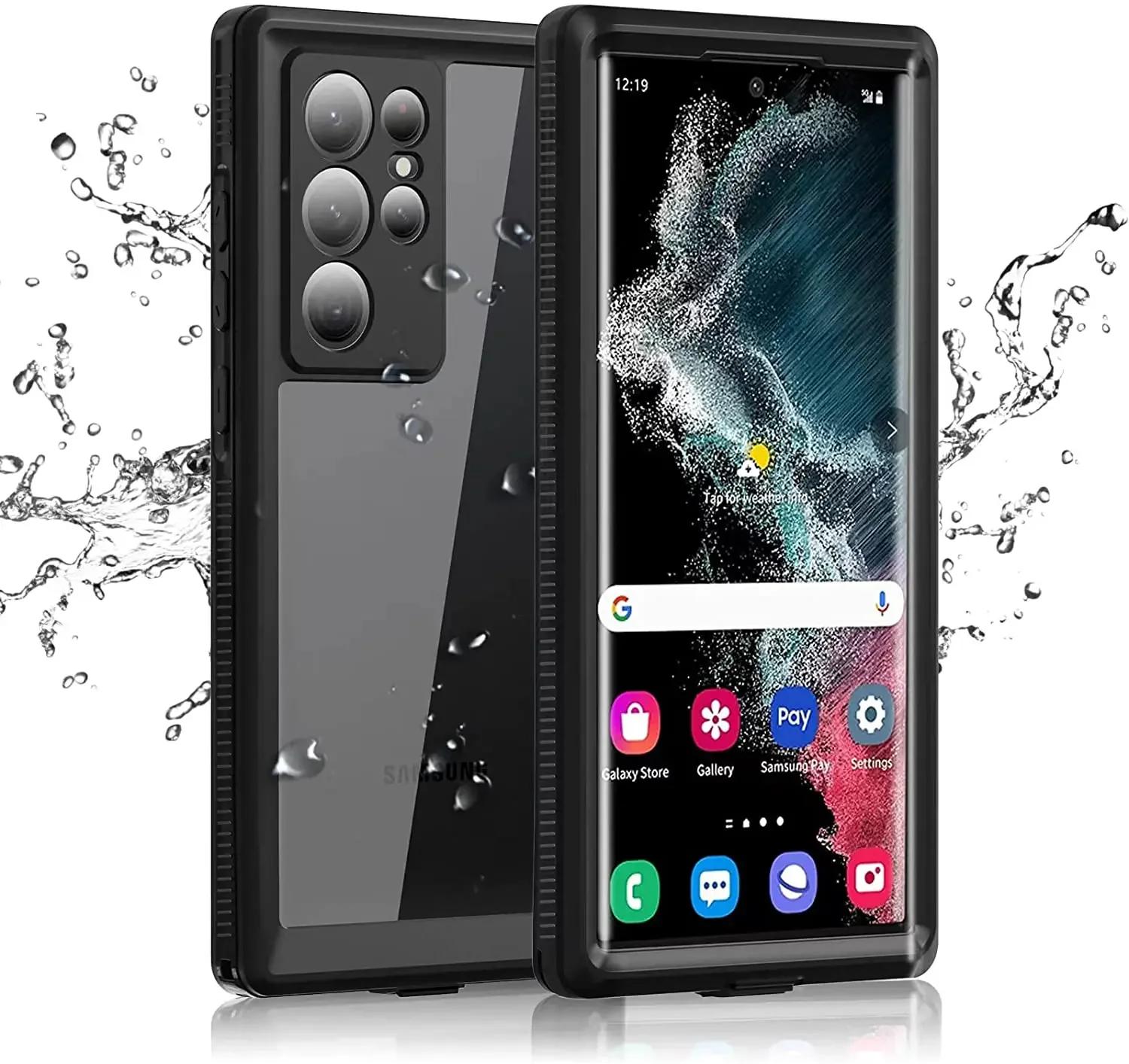 

Чехол для Samsung S24 S23 S22 S21 S20 Note 20 Ultra A54 A14 A52S A53 IP68 Водонепроницаемый Полная защита Ударопрочный Чехол Samsung A14 5G чёрный