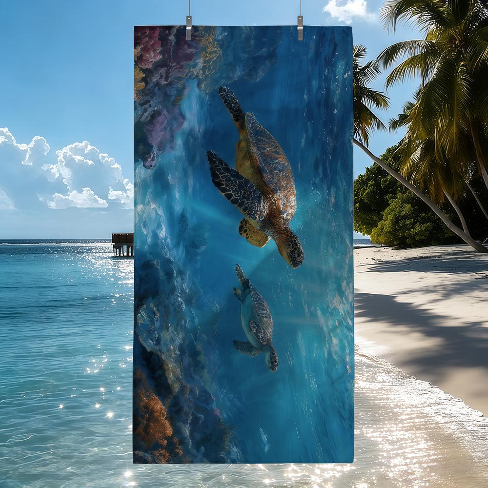 

Sea Turtle print Towel Quick Drying Beach Towels Are Suitable For Swimming Pools Camping Yoga And The Gym W30*H60(CM)