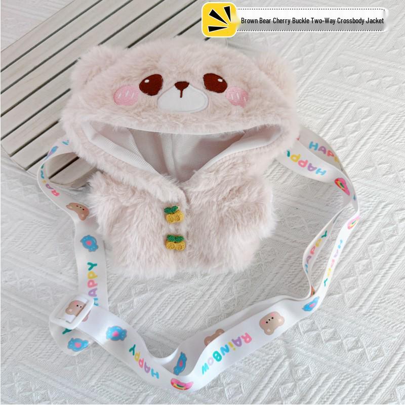 20cm Cotton Doll Set: Star, Cherry, Rabbit, Bear Dolls with Bag, Messenger Bag, and Plush Coat.