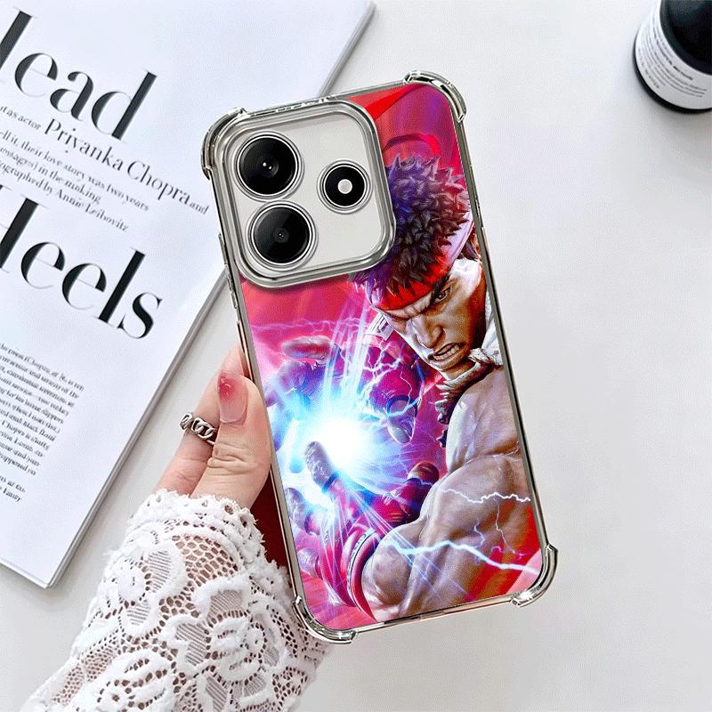 S-Street F-Fighters Soft Phone Case For Xiaomi Redmi Note 14 15 Pro Plus 13 12 11S 11T 5G 10 9S 9 Plating Anti-Fall Fundas