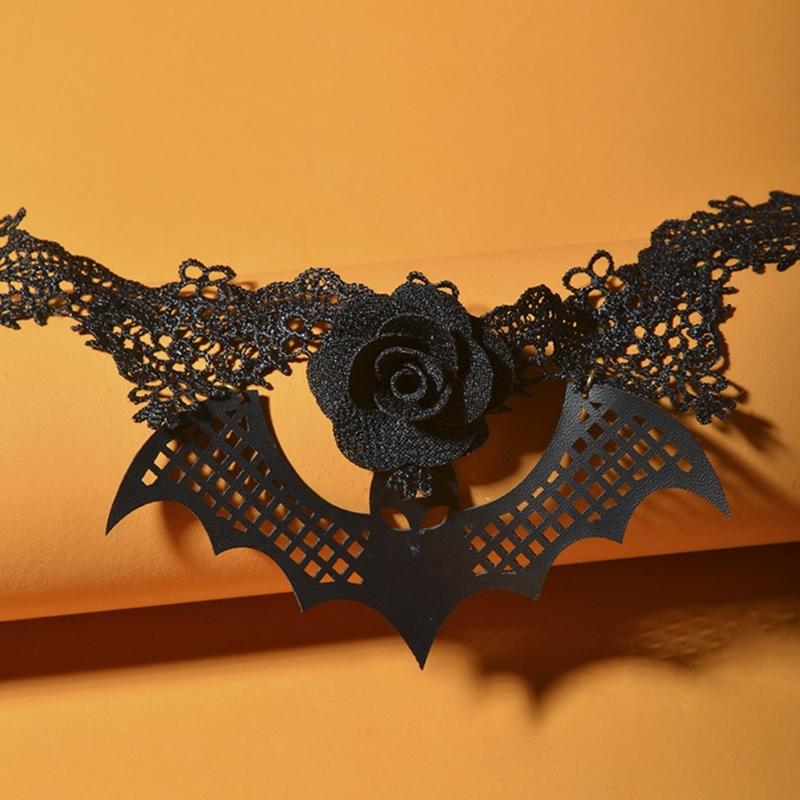 Gothic Lace Choker Bat Flower Specter Necklace Creativity Gorgeous Punk Jewelry Fashion Party Women Halloween Gift