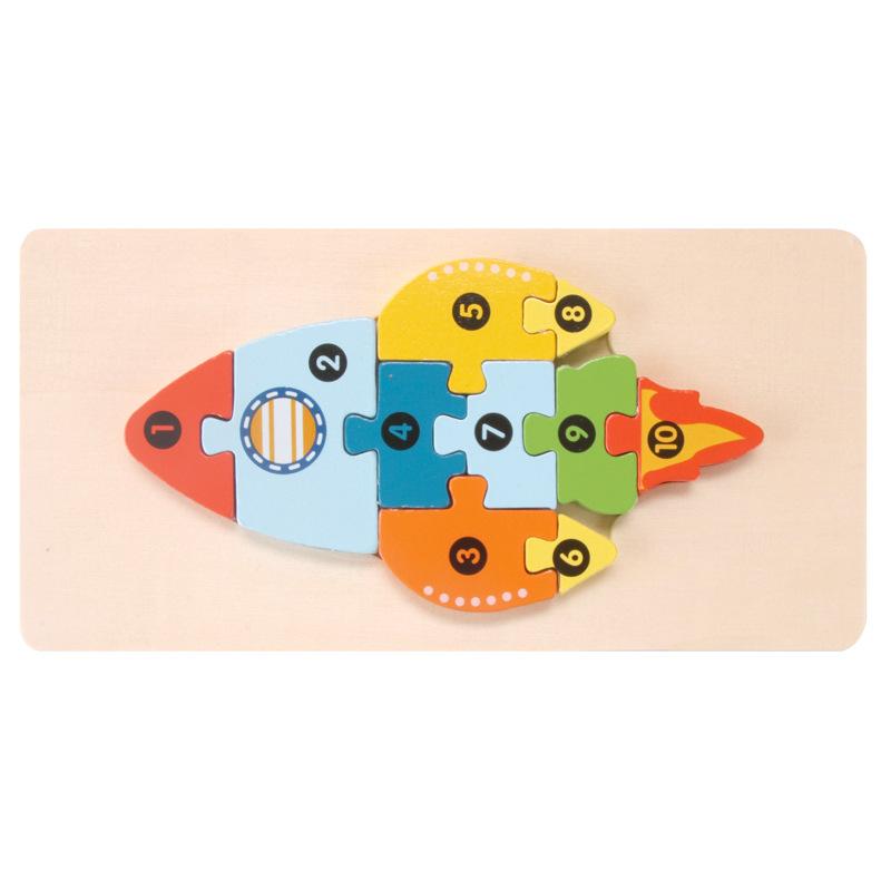 Wooden Children'S Educational Toys 4-6 Early Education Cognitive Building Block Animal Traffic Shape Matching 3D Three-Dimensional Puzzle