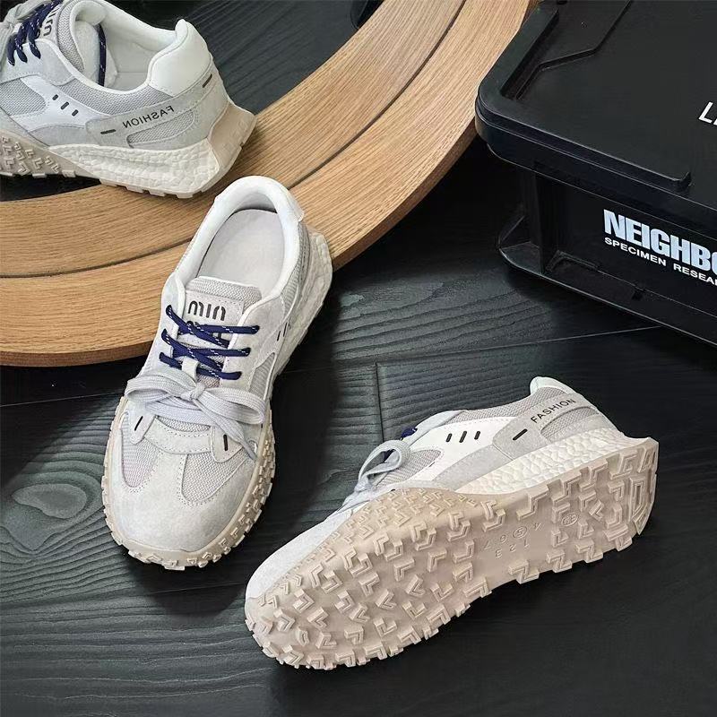 Retro Dad Shoes Leder Netzstoff Lässige Sneaker Neue Nische Plateau Forrest Gump Schuhe