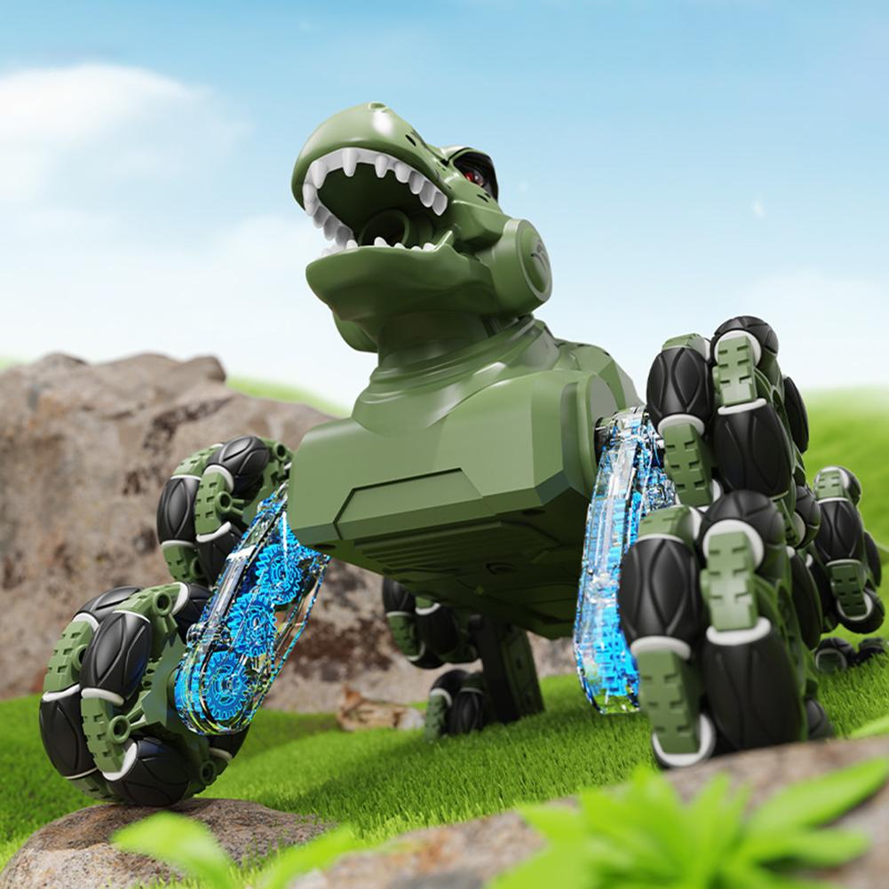 2.4G Dinosaur Remote Control Car 8-wheel 4WD Stunt Off-road Vehicle With Spray Light Dinosaur Toys For Kids