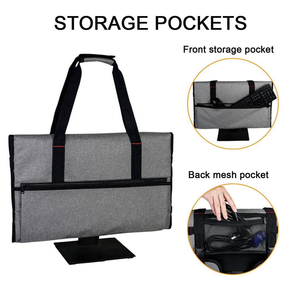 Computer Screen Carrying Case Protective Computer Display Travel Bag with Handle for Work Business Trips Black