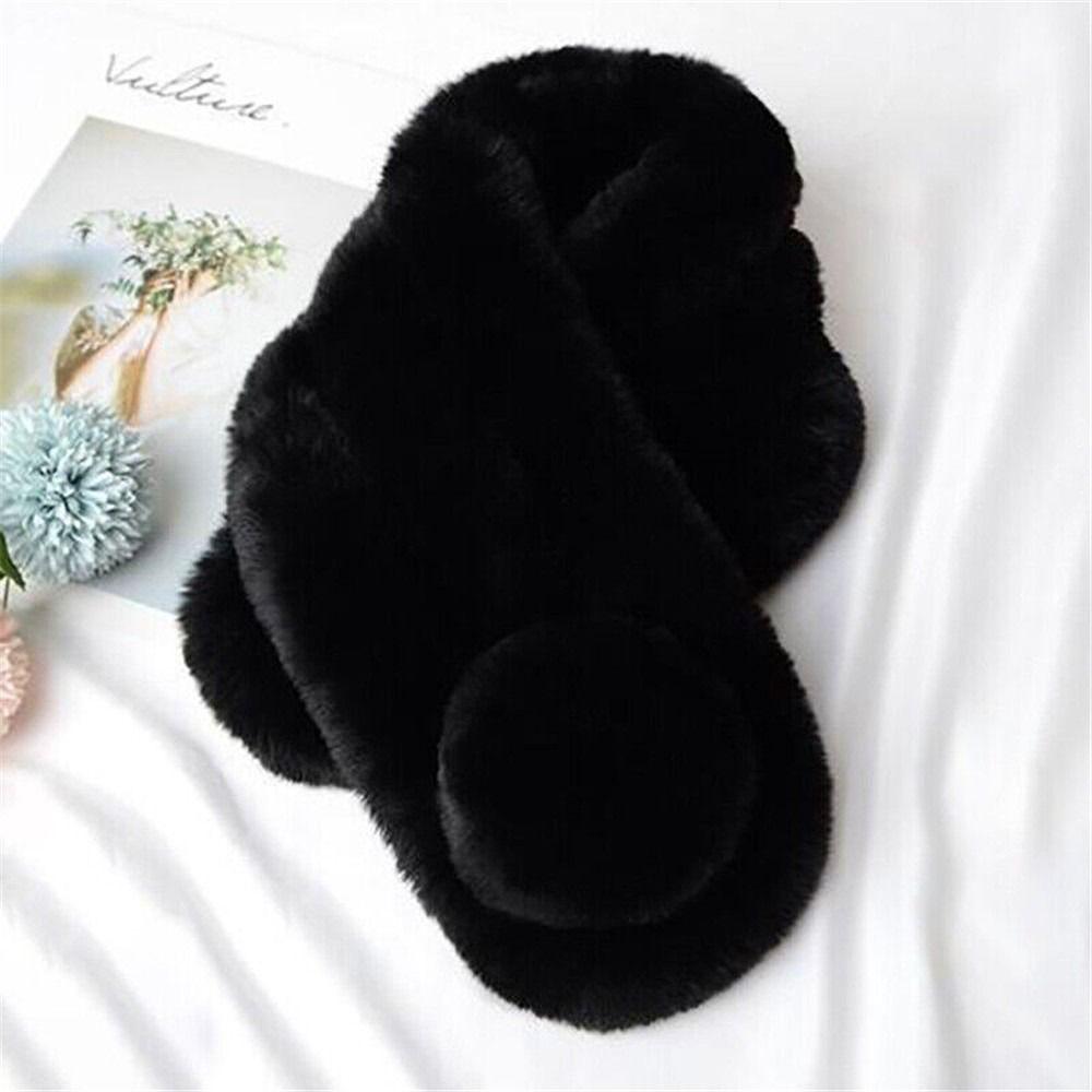 Fashion Thicken Warm Soft Windproof Faux Fur Scarf Neck Warmer Plush Scarves Fluffy Shawl