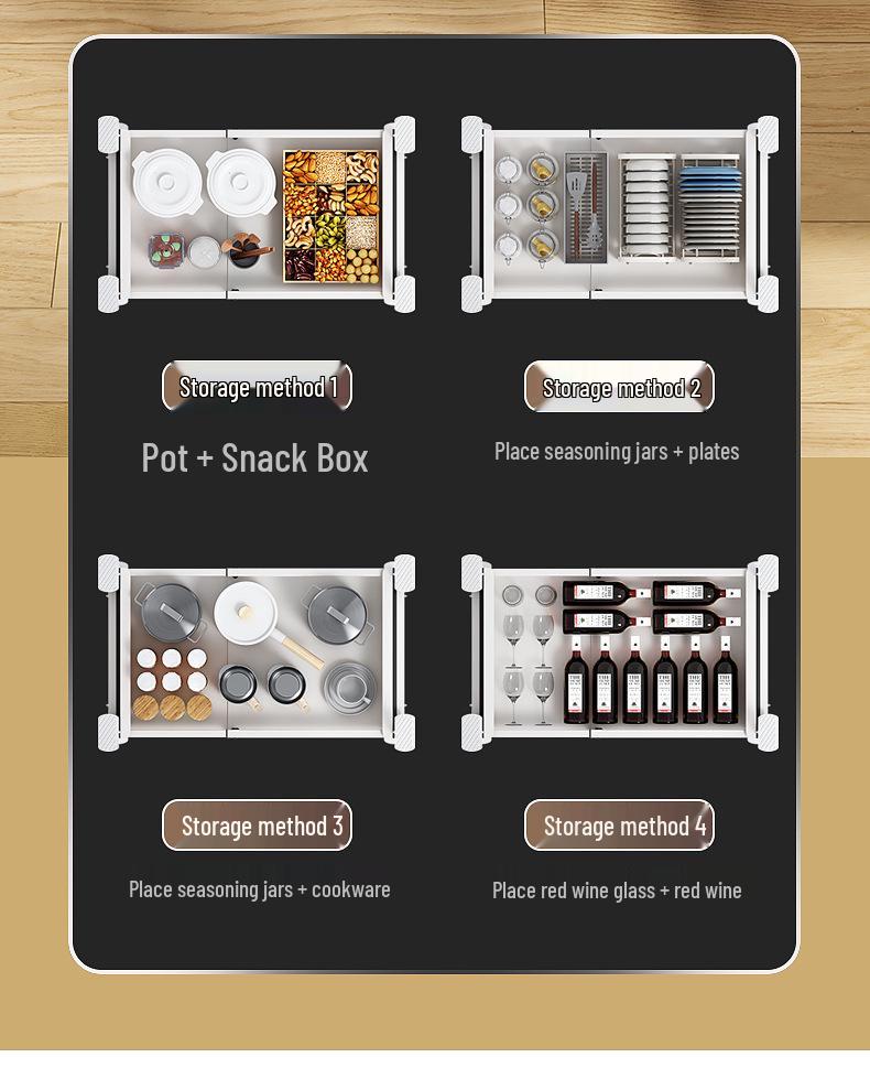 Punch-Free Under-Mount Kitchen Cabinet Pull-Out Dish & Bowl Storage Rack