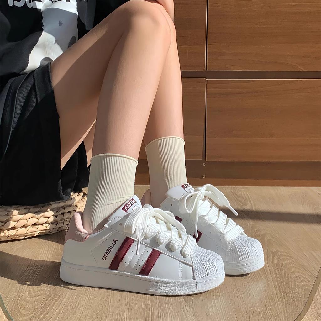 Hong Kong style shell head board shoes women's 2025 autumn new platform white shoes student versatile casual soft-soled sports shoes