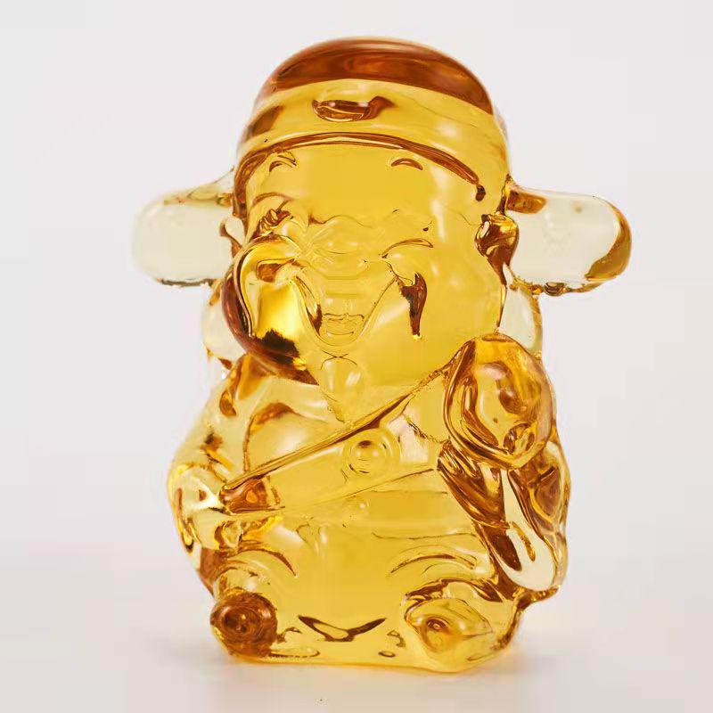 Yellow Crystal God of Wealth Ornament: Five-Way Glazed Decoration for Home or Gifts