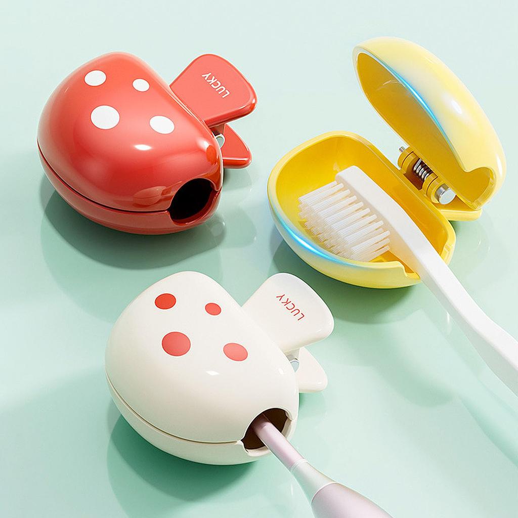 Cartoon Mushroom Toothbrush Head Cover Toothbrush Protector Cap Brush Protective Case Portable Plastic Clip for Home Travel Use