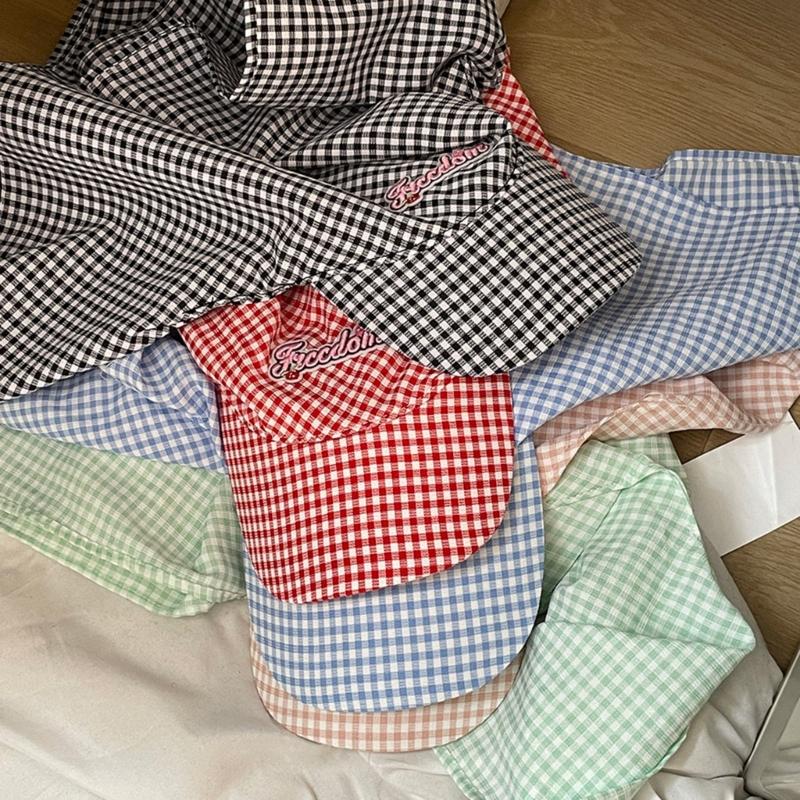 Quick Drying Baseball Hat for Women Girls Embroidery Adjustable Hat Checkered