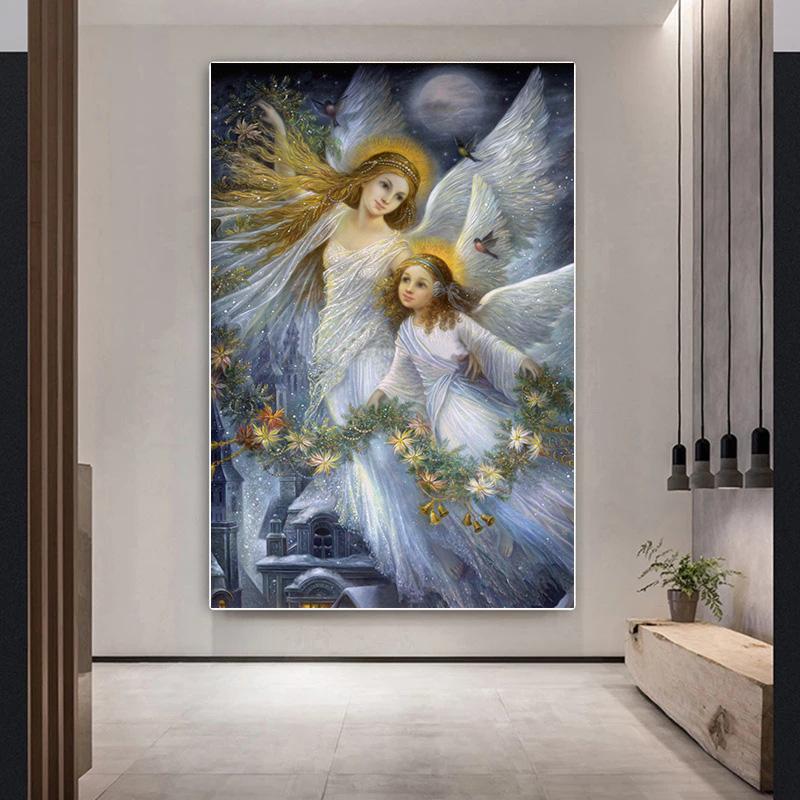 Flower Fairy Girls Pictures Canvas Painting Girls Posters Picture Figure Painting Wall Art Modern Home Decoration