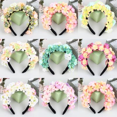 Fashion Women Bride Flowers Headband Chinese Style Flower Crown Hairband Ladies Elastic Beach Wedding Hair Accessories Headband