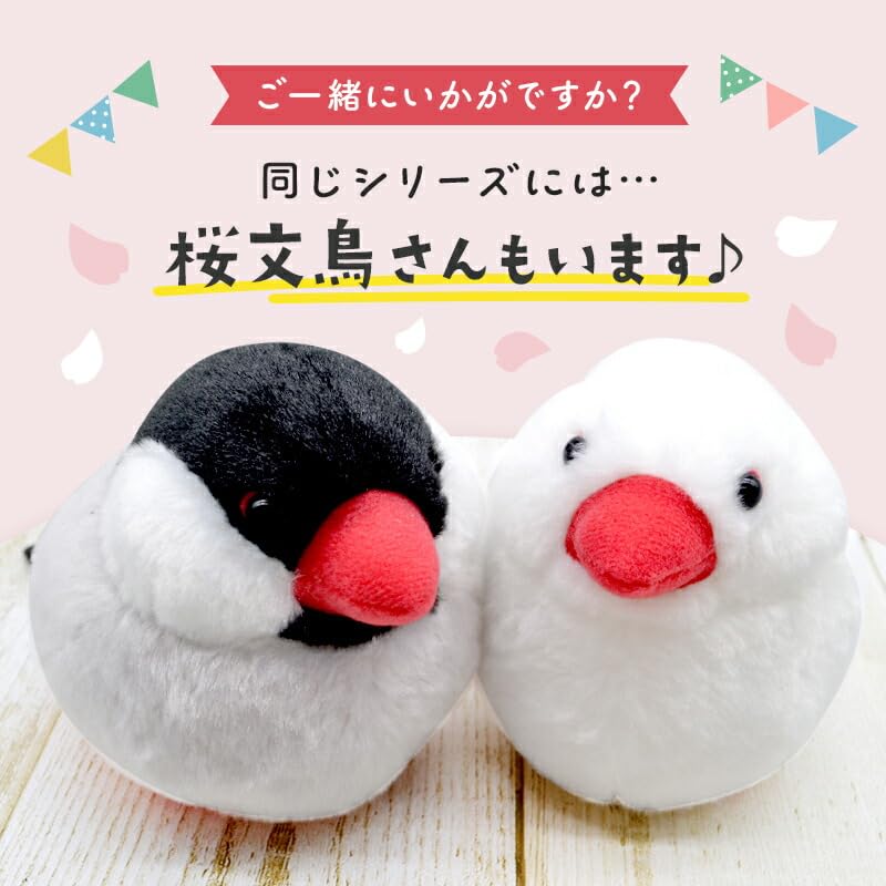White Java Sparrow Plush Toy Gift for Birthdays Exceed Japan (Single Item) [kotori Smile]