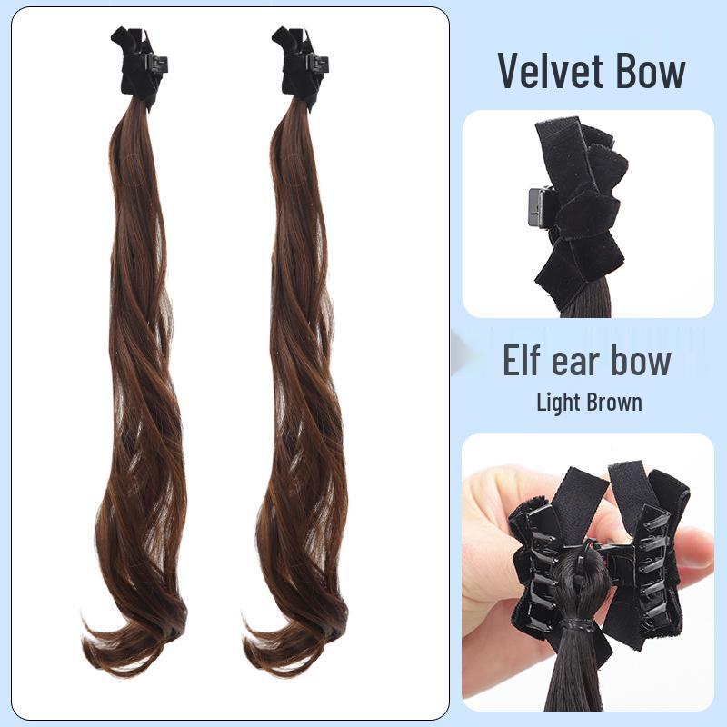 

Заколки-косички эльфийские уши: Волнистые, кудрявые и украшенные бантами наращенные волосы для девочек