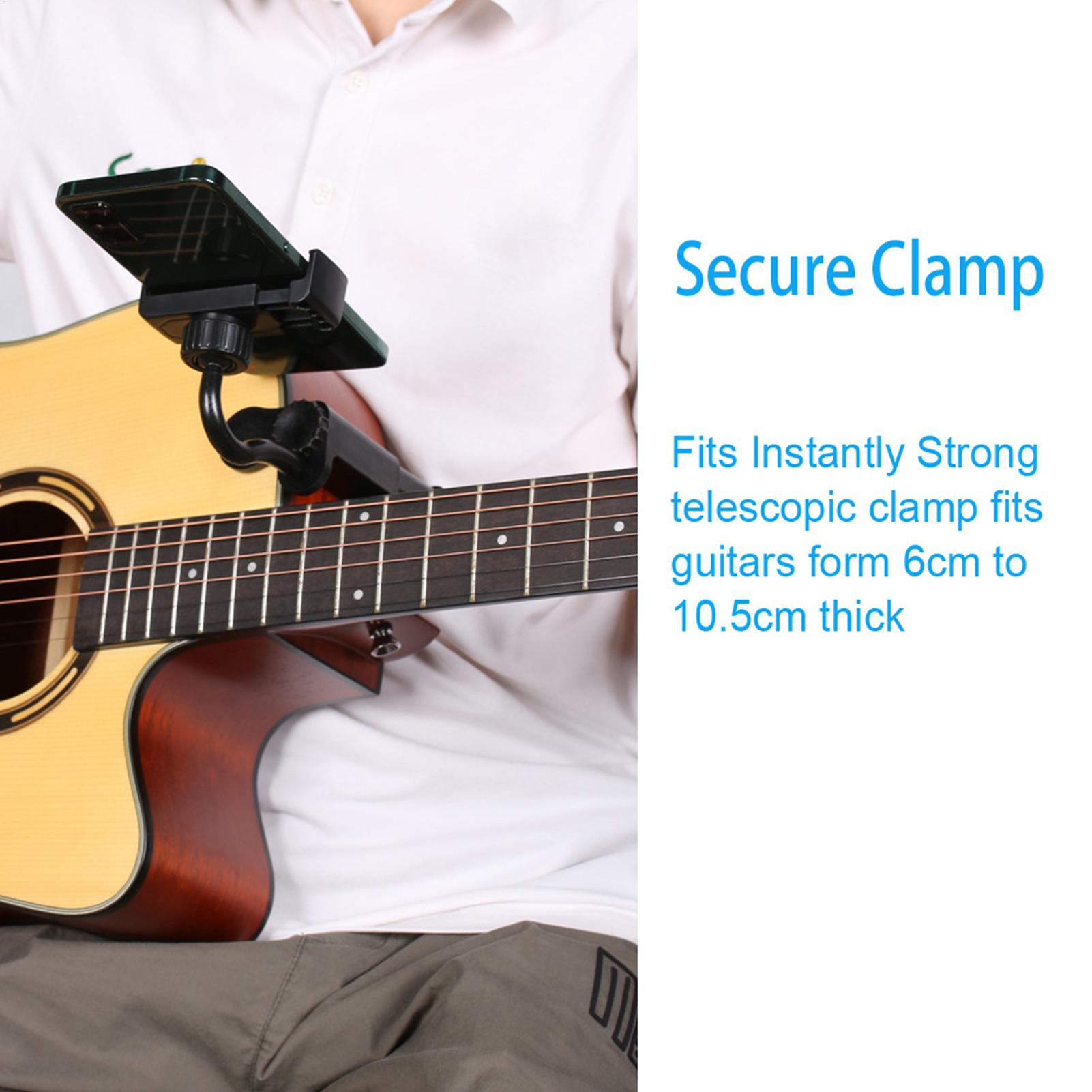 Guitar Phone Mount Guitar Accessories Smartphone Clip Clamp For Recording Video-Calling Streaming Traveling Exercising Relaxing China Mainland