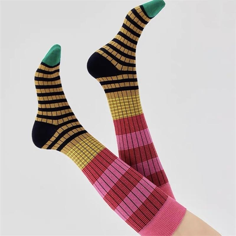 Striped Knee Highs Socks Striped Calf Socks for Halloween Party Warm