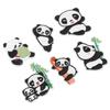 6Pcs Panda Embroidery Patch Shading Blemishes Damage Various Styles Panda Iron On Patches for DIY Craft Bag Shoe
