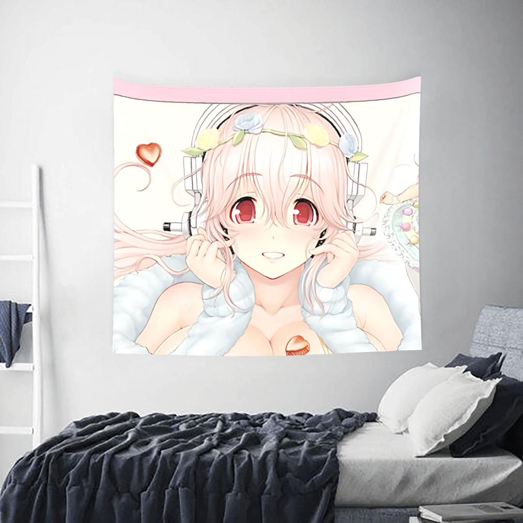 Cutecore Super Sonico Tapestry Room decoration Home Decoration Tapestry Decor Accessories Cute Room Decor