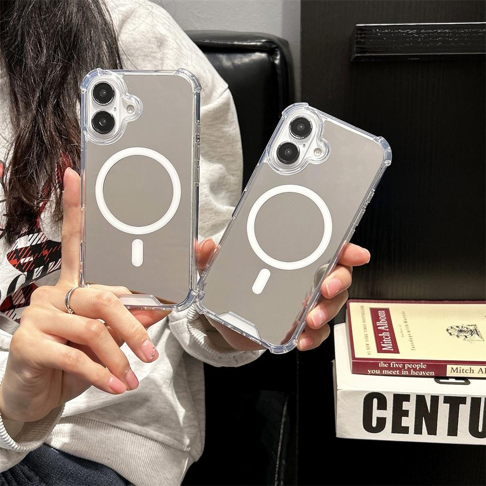 Mirror Make Up for Case for For Iphone 16 1 14 17 Pro Max Air Plus 12 13 Magnetic Wireless Charging Airbag Cover