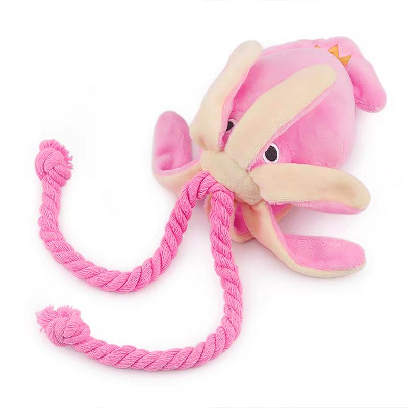 Squid Puppy Pet Dog Chew For Lovely Pink Teeth Cleaning Pet Toys Octopus Plush Toys Supplies BB Small Cute Rope Toy Dog Squeak розовый