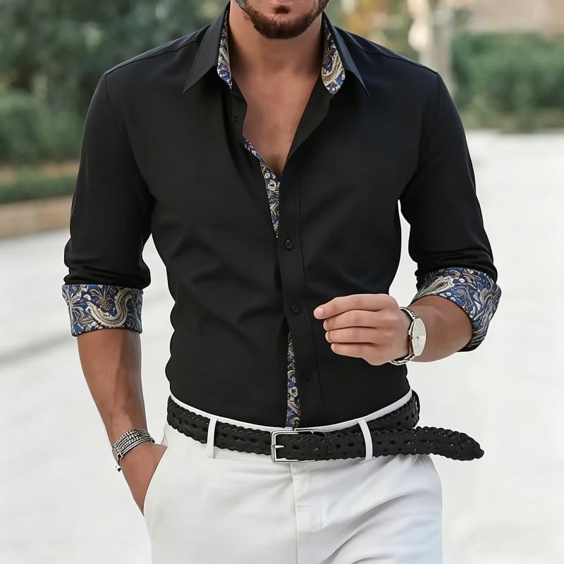 Advanced Color Blocking Splicing Men s Shirt Slim Fit Long Sleeved Shirt Urban Gentleman Casual Business Men s Clothing S