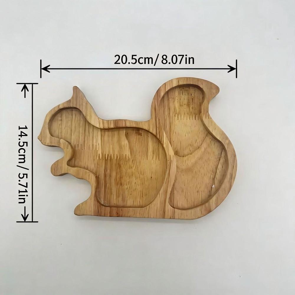 Wood Squirrel Wooden Snack Tray Squirrel Fruit Shape Double Dish Holder Home Decor