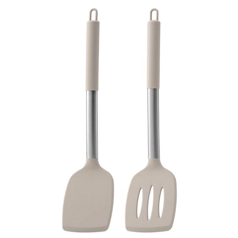 

2Pcs Silicone Spatula Set Heat Resistant Nonstick Steak Spatula Kitchen Cooking Utensils Cookware Cooking Tool Set Spatula Kit бежевый