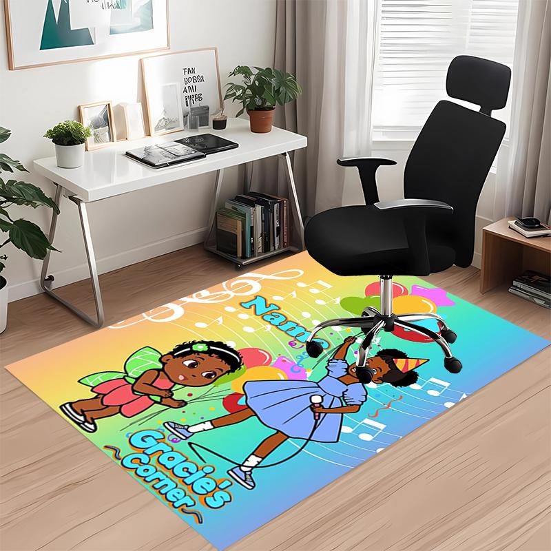 Custom Name Gracie's Corner Printed Carpet, for Office Chair Living Room Bedroom Kitchen Room Decor Gifts.