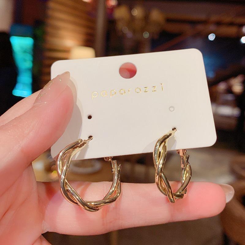 S925 Silver Needle Twist Design Hoops - European & American Street Style Earrings for Women