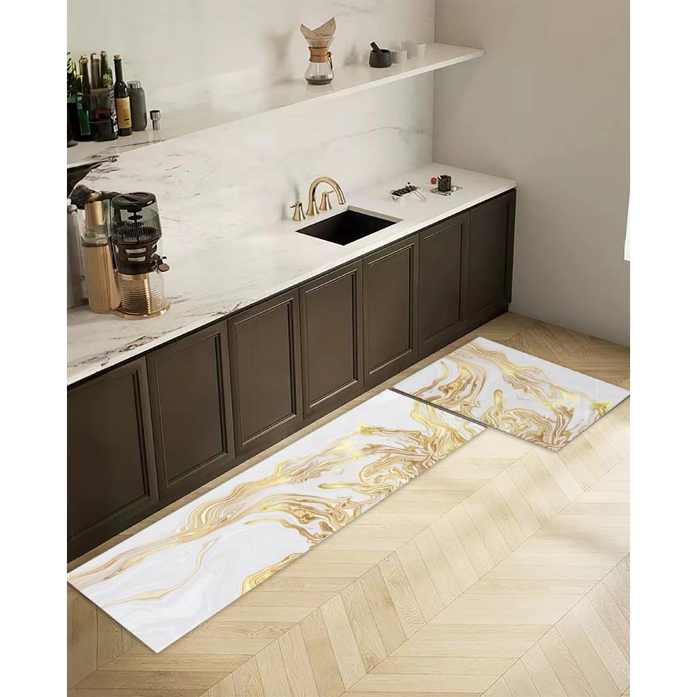 Microfiber Kitchen Two-piece Floor Mat Foot Pad Home Balcony Carpet Long Non-slip Oil Absorption and Water Absorption