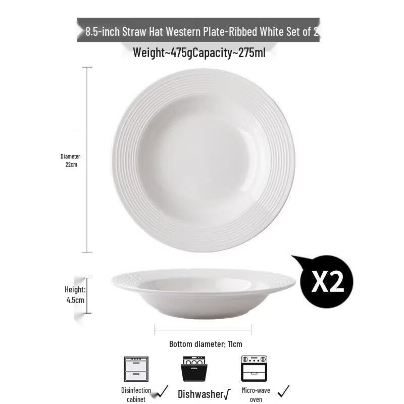 8.5-inch Ceramic Straw Hat Dinner Plate