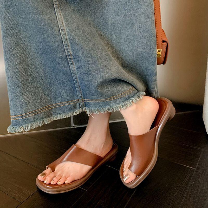 Slack! Korean version of the set of toe cool slippers for women to wear simple casual low-heeled half slippers New in summer 2025