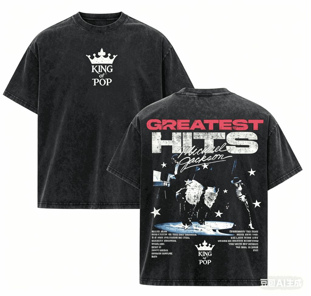 T-shirt Lavata Michael Jackson Abbigliamento per tutto l'anno alta qualità personalità Vestiti Taglie Forti Unisex Nuovo Modello Lavato Vintage Ampio