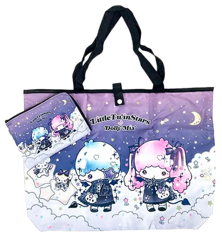 

World Sanrio DOLLY MIX Folding Eco Bag Little Twin Stars Kikirara Shopping Bag Maru Free [Perfect Tokyo]