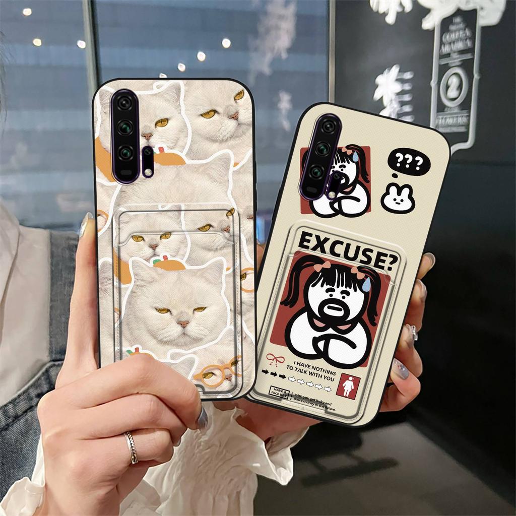 Protective Card Bag Phone Case For Huawei Honor 20 Pro Fashion Design Durable Cover Card Slot Waterproof Cartoon Cute