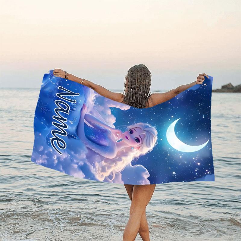 1pc Frozen8 Beach Towel with Custom Name, Beach/Swimming/Bath/Picnic/Camping Towel, Suitable for Seaside Beaches