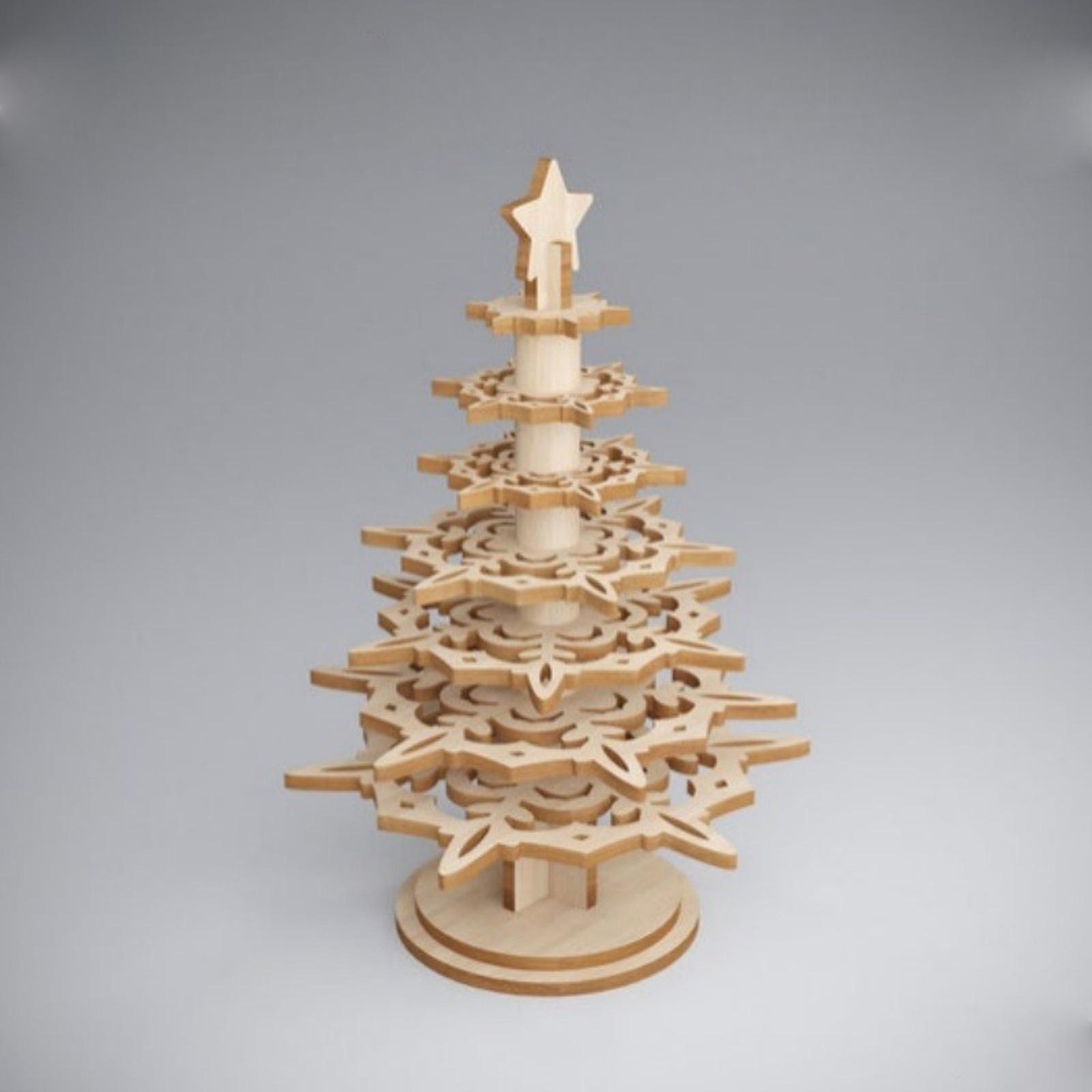 

Handmade Wooden Christmas Tree Ornament - Snowflake Puzzle Design - Holiday Window Decoration One Size