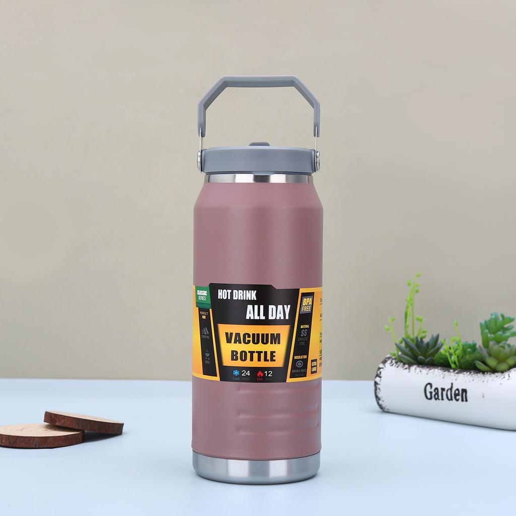 American 304 stainless steel large ice bucket outdoor mountain climbing and cycling sports water bottle straw cup