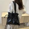 Trendy Casual Underarm Bucket Bag for Women Ins Summer Korean Version Ins Simple Shoulder Bag Niche Casual Pleated Bag