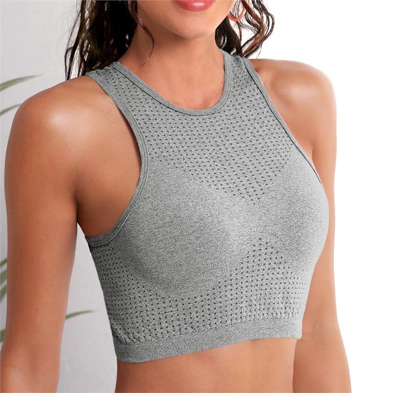 

2024 Ударопрочный жилет для йоги без рукавов - Профессиональный спортивный топ для фитнеса и пилатеса Medium серый