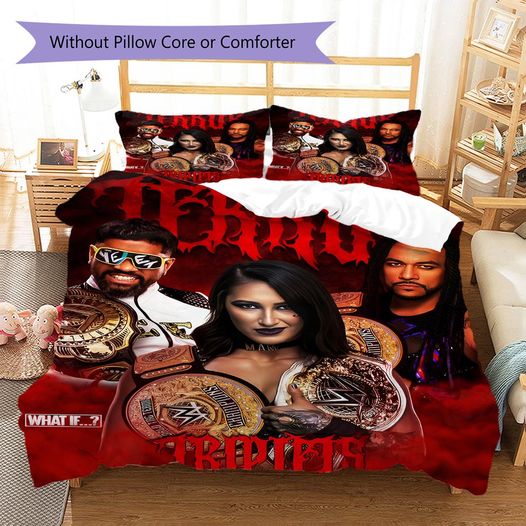 Biancheria da letto con motivo Rhea Ripley, Set piumone Copripiumone Federa Regalo di Compleanno per la Casa (1 * copripiumino + 2 * federa, senza nucleo)