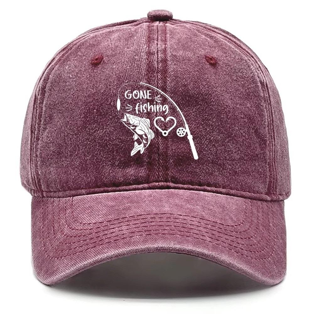 Print Design Peaked Cap Washed Finish Adjustable Cap Perfect Sun Hat Camping Hiking