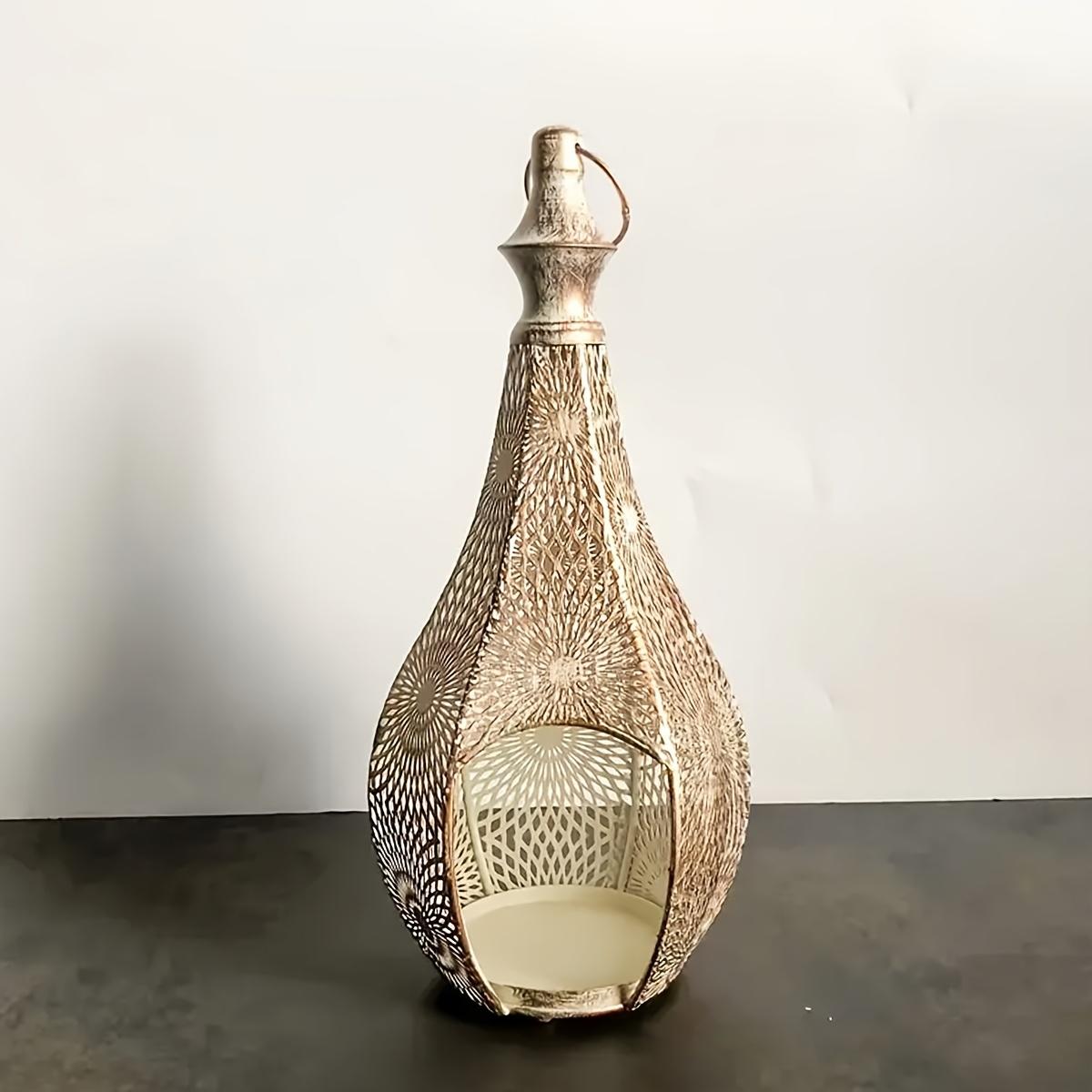 Elegant Metal Lantern Candle Holder - Decorative Tabletop Lantern for Home, Perfect for Chinese New Year & Ramadan Celebrations 4.72 inch(11.99cm)