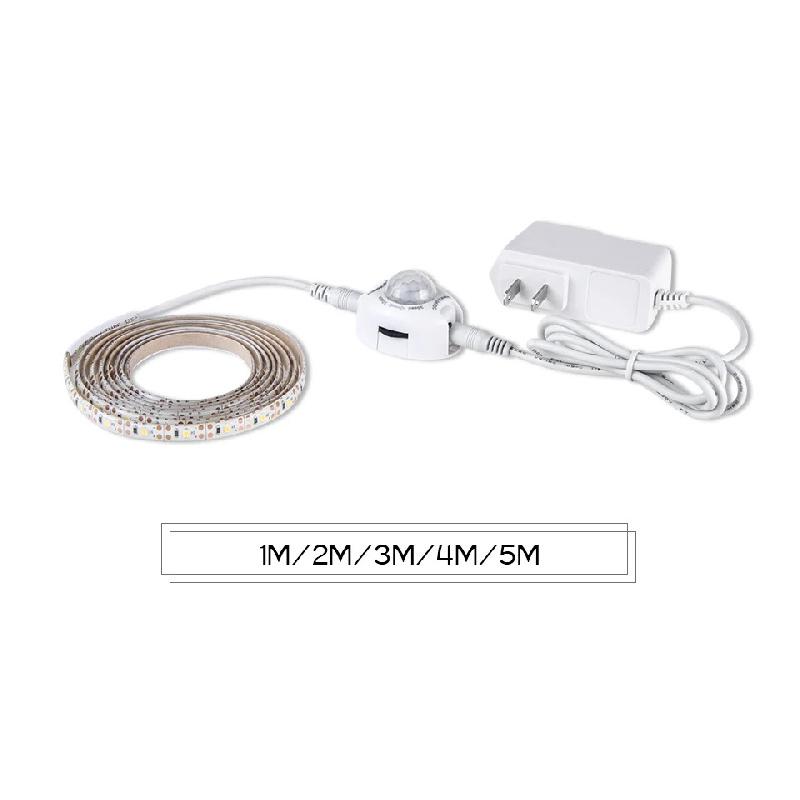 Motion Sensor Under Cabinet Lights Cupboard Kitchen Bed Emergency Night Light Flexible LED Strip DC 12V US EU Power Adapter