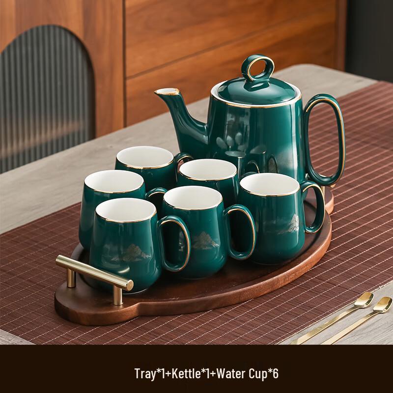 Hanyou Ceramic Tea Set - Golden Mountain Walnut Green