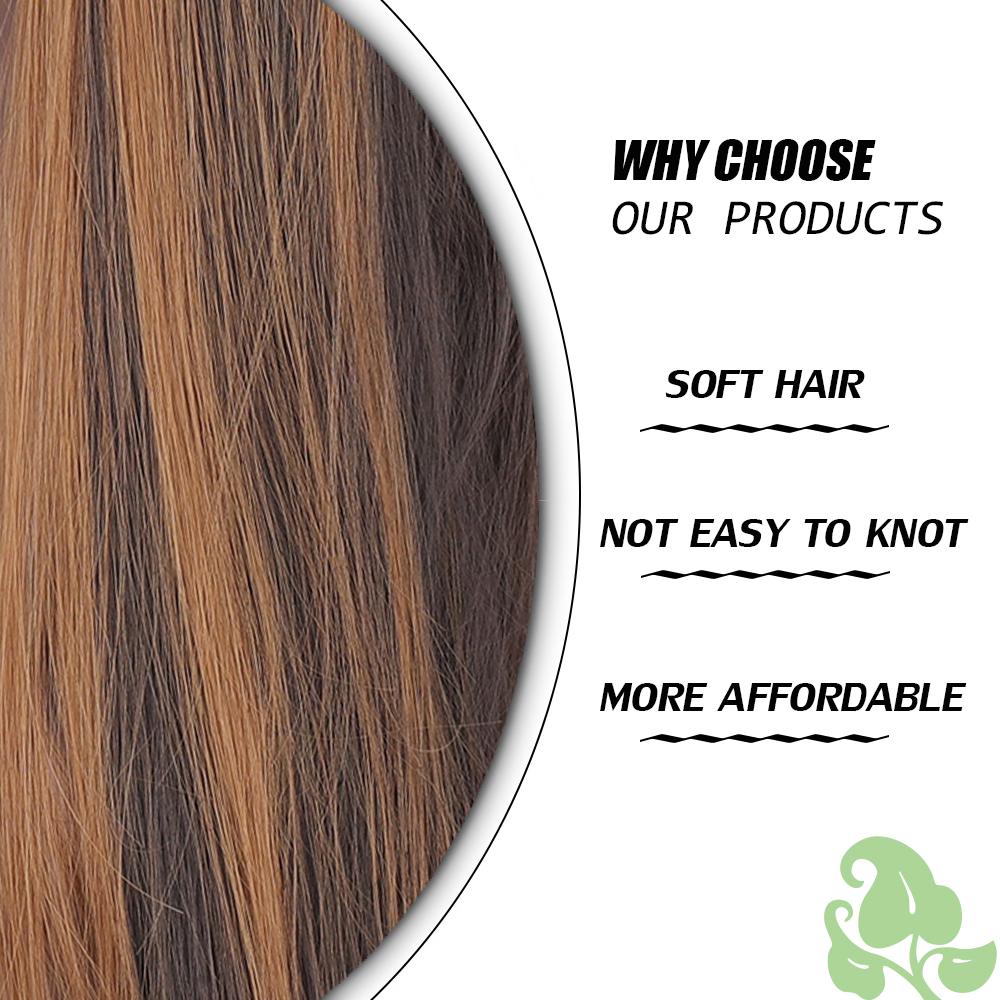 Women's Headband Wigs Black/Brown Long Straight Headband Wigs Premium Synthetic Headband Wigs Natural Wigs with Headbands and Wig