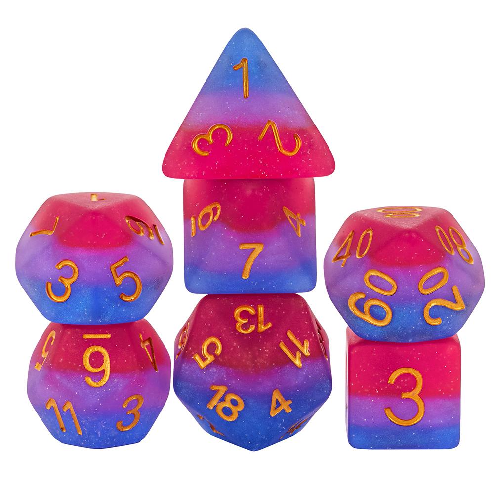 Cusdie 7Pcs Pride Flag Dice DND Trans-Pride D&D Dice Multicolor D4-D20 Polyhedral Dice Set for Role Playing Game Board Games