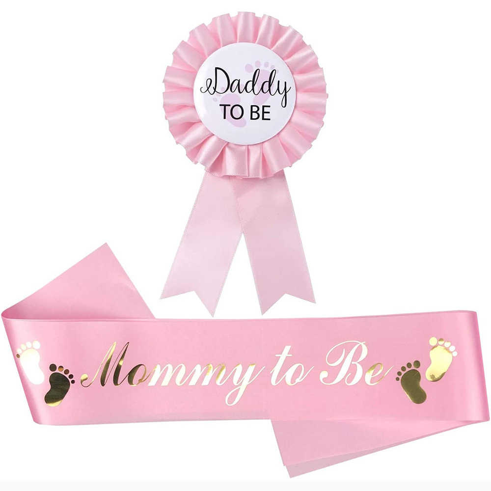 Hot Sale Welcome Baby Shower Mommytobe and Daddytobe Tinplate Badge Corsage Boutonniere Shoulder Straps